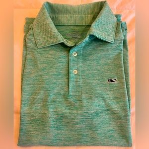 Vineyard Vines Dri-Fit Boys Polo Large- Aqua